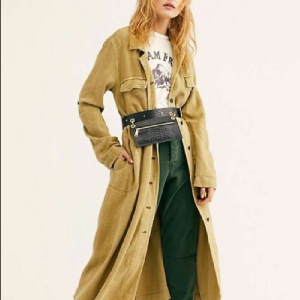 Free People Rainz Duster Marsh Green Jacket